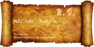 Máté Iván névjegykártya
