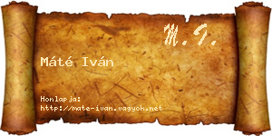 Máté Iván névjegykártya